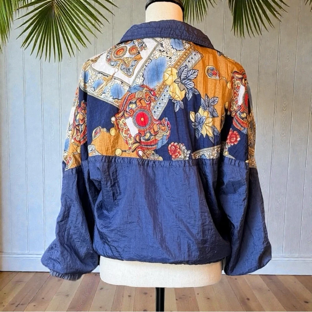 Vintage Misty Valley Sport Windbreaker Jacket – Blue Baroque Print – Early 90s - Picture 3 of 13